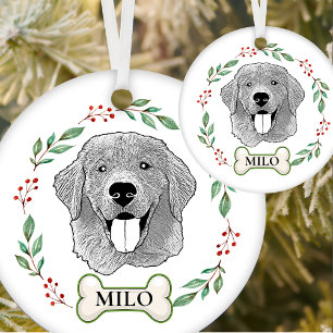 Décoration En Céramique Dessin à main personnalisé pour chien d'or
