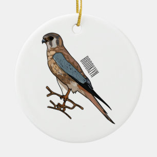 Décoration En Céramique dessin animé d'oiseau-kestrel américain