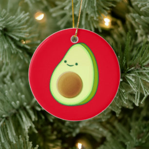 Décoration En Céramique Dessin Avocado rouge