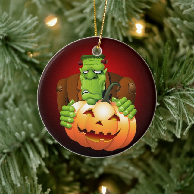 Décoration En Céramique Dessin de Frankenstein Monster avec Citrouille (Arbre)