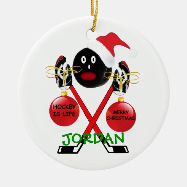 Décoration En Céramique Dessin de Noël de hockey (Devant)