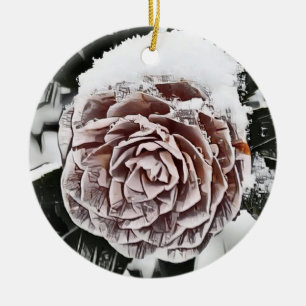 Décoration En Céramique Dessin Rose de neige congelée