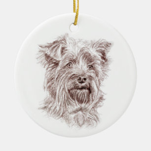 Décoration En Céramique Dessin Yorkshire Terrier