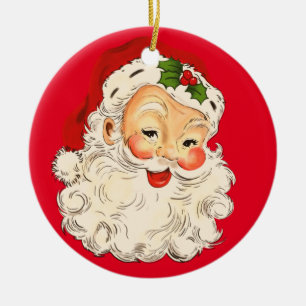 Décoration En Céramique Deux père Noël visage souriant