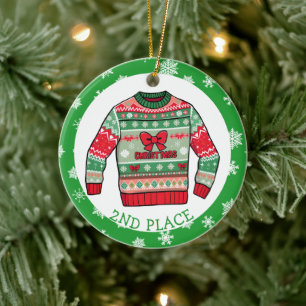 Décoration En Céramique Deuxième place gagnant du pull moche de Noël