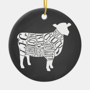 Décoration En Céramique Diagramme de boucherie découpe de viande horloge a