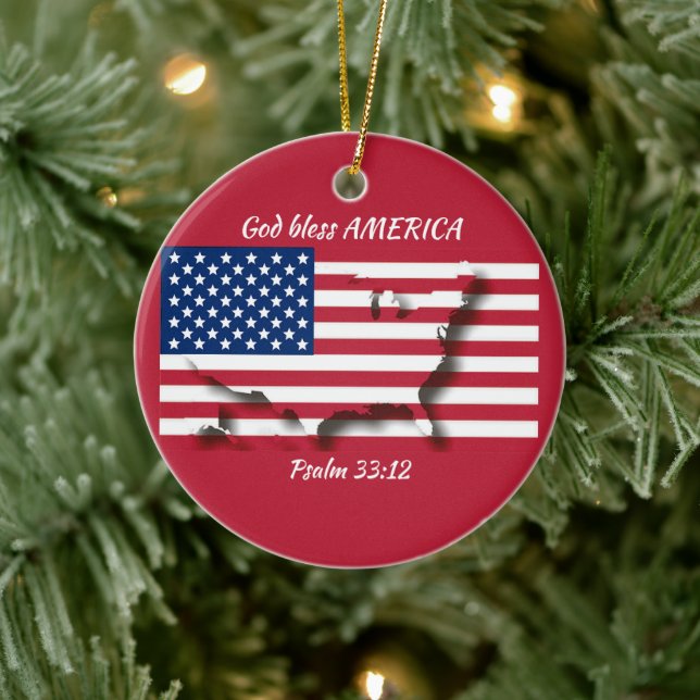 Décoration En Céramique DIEU BLESS AMERICA Drapeau Personnalisé Écriture R (Arbre)