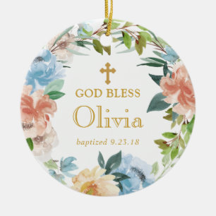 Décoration En Céramique Dieu floral personnalisé de guirlande de baptême