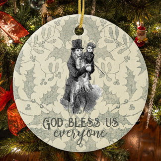 Décoration En Céramique Dieu nous bénisse tous Dickens Noël Carol