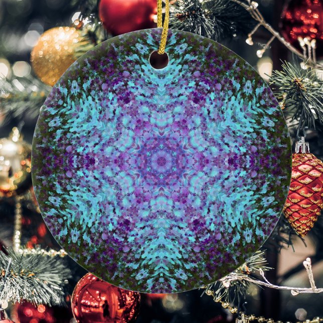 Décoration En Céramique Digital Mandala Green Blue et violet (Créateur téléchargé)