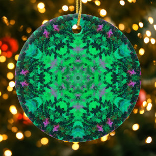 Décoration En Céramique Digital Mandala vert et violet