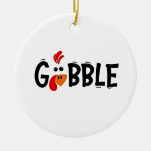 Décoration En Céramique Dinde drôle de fête de Thanksgiving Gobble