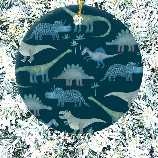 Décoration En Céramique Dinosaur Cute (Fun dinosaur pattern Christmas ornament)