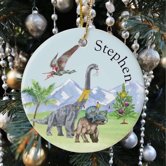 Décoration En Céramique Dinosaur Tricératops de Noël Jurassique Noël (Créateur téléchargé)