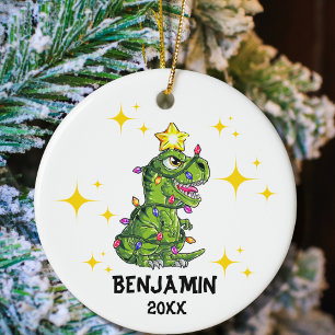 Décoration En Céramique Dinosaure personnalisé Noël Garçons
