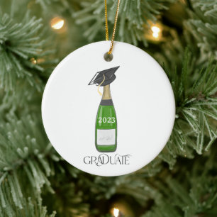 Décoration En Céramique Diplômé Cap Champagne Coutume Noël