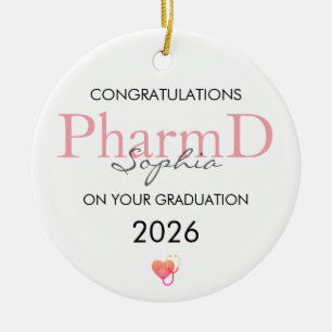 Décoration En Céramique Diplôme de pharmacien personnalisé avec nom et ann