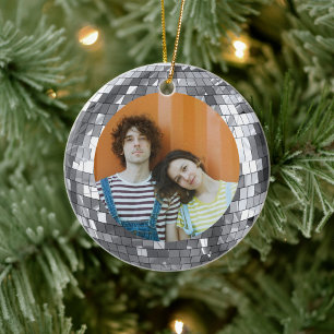 Décoration En Céramique Disco Ball Noël Funky Paix et Amour