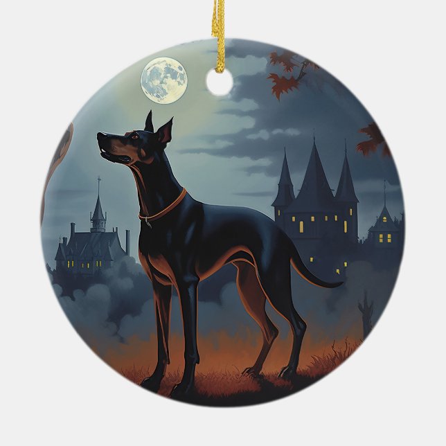 Décoration En Céramique Doberman Halloween effraie (Dos)