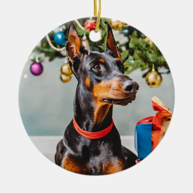 Décoration En Céramique Doberman Holiday Ornment (Devant)
