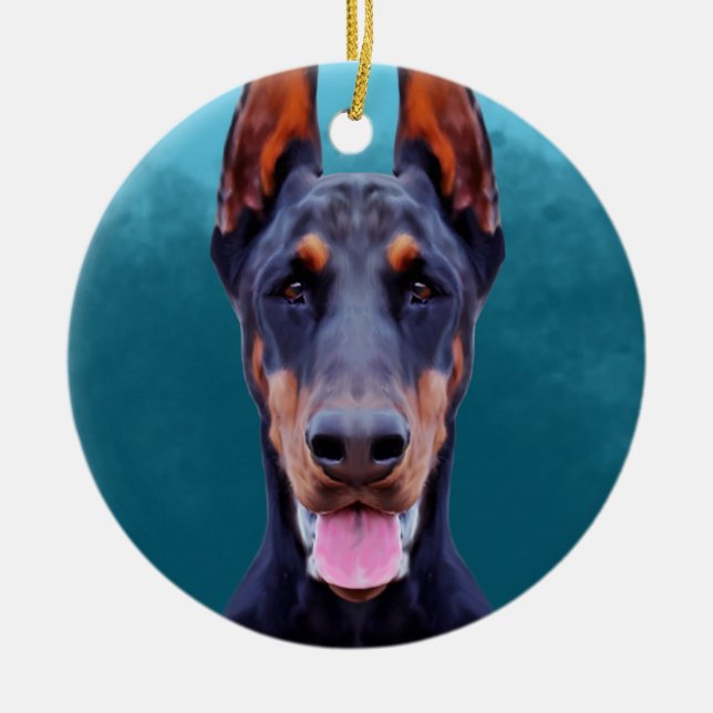 Décoration En Céramique Doberman Portrait de chien (Devant)
