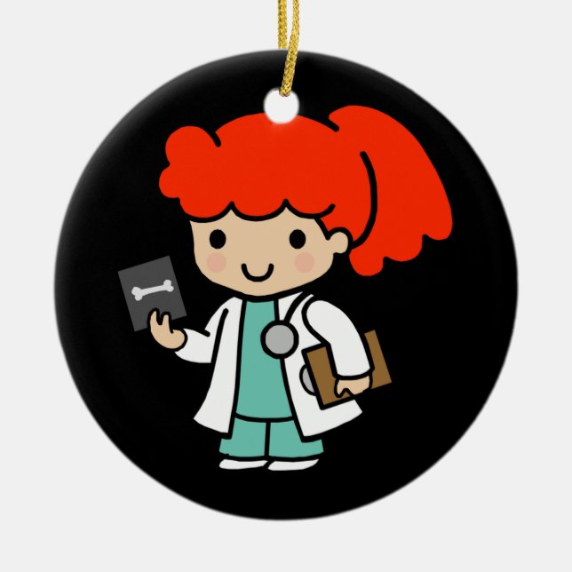 Décoration En Céramique Docteur fille avec Xray (Devant)