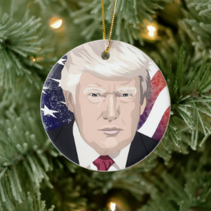 DÉCORATION EN CÉRAMIQUE DONALD TRUMP ORNAMENT DE NOËL