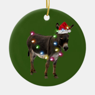 Décoration En Céramique Donkey Avec Lumières Casquettes Noël