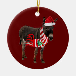 Décoration En Céramique Donkey With Casquette Scafe Christmas