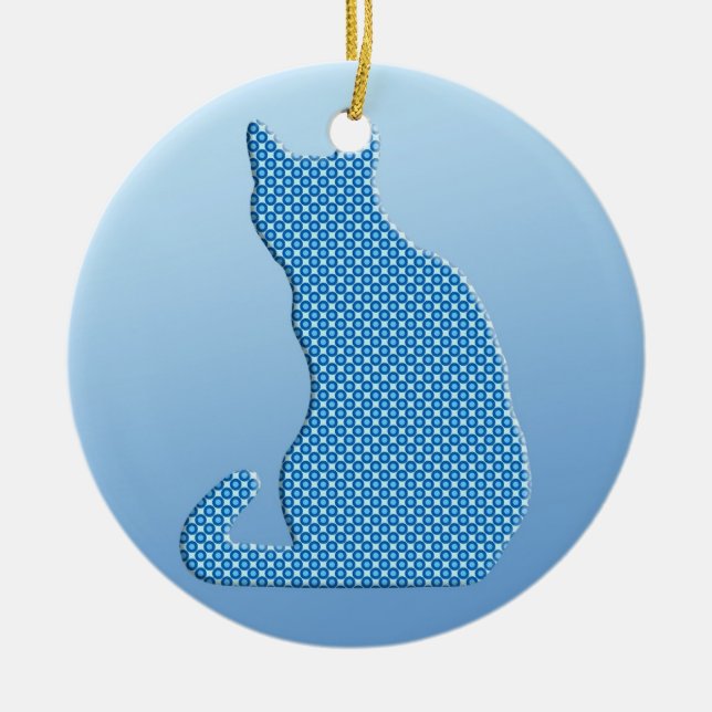 Décoration En Céramique Dotty Chat - tons bleu (Devant)