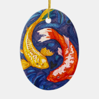 Décoration En Céramique Double conception de poissons de Koi