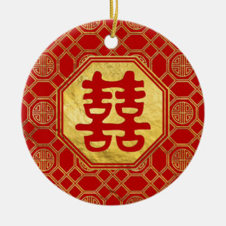 Décoration En Céramique Double symbole de Feng Shui de bonheur