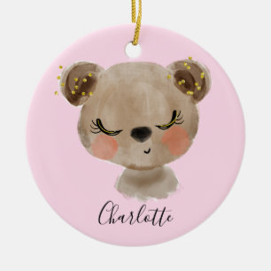 Décoration En Céramique Douce Mignonne Féminine Pastel Rose Pâle Bébé Ours