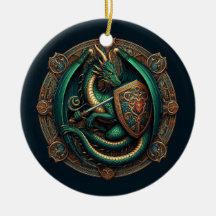 Dragon vert avec épée