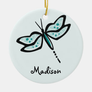 Décoration En Céramique Dragonfly vert turquoise