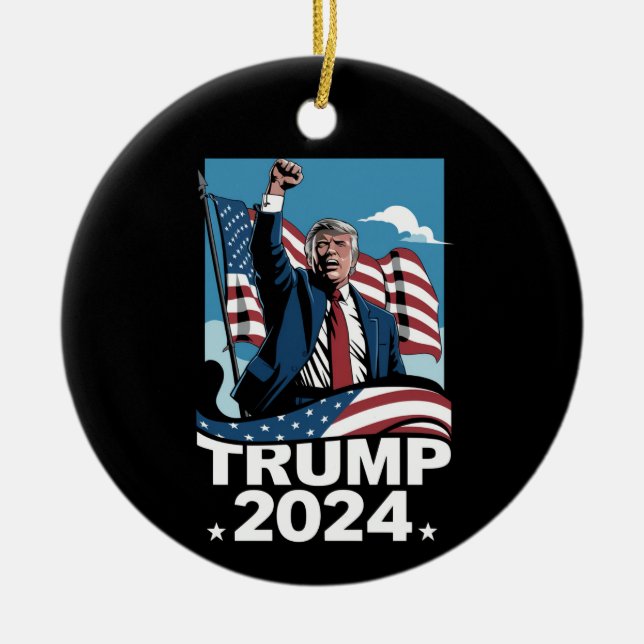 Décoration En Céramique Drapeau américain Donald Trump 2024 (Devant)