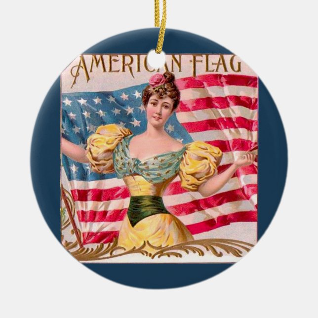 Décoration En Céramique Drapeau américain Lady Liberty Independence (Devant)