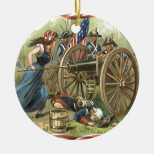Décoration En Céramique Drapeau américain Molly Pitcher Canon