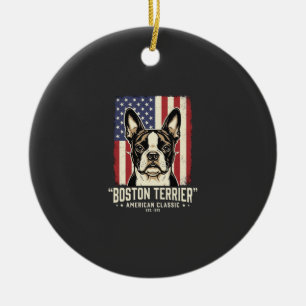 Décoration En Céramique Drapeau Classique Américain Boston Terrier