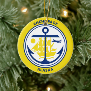 Décoration En Céramique Drapeau d'Anchorage, Alaska