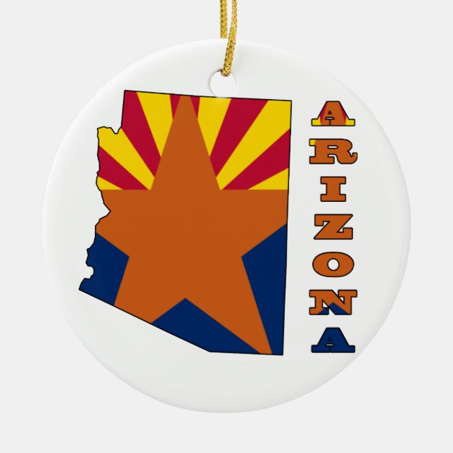 Décoration En Céramique Drapeau dans la carte Arizona (Devant)