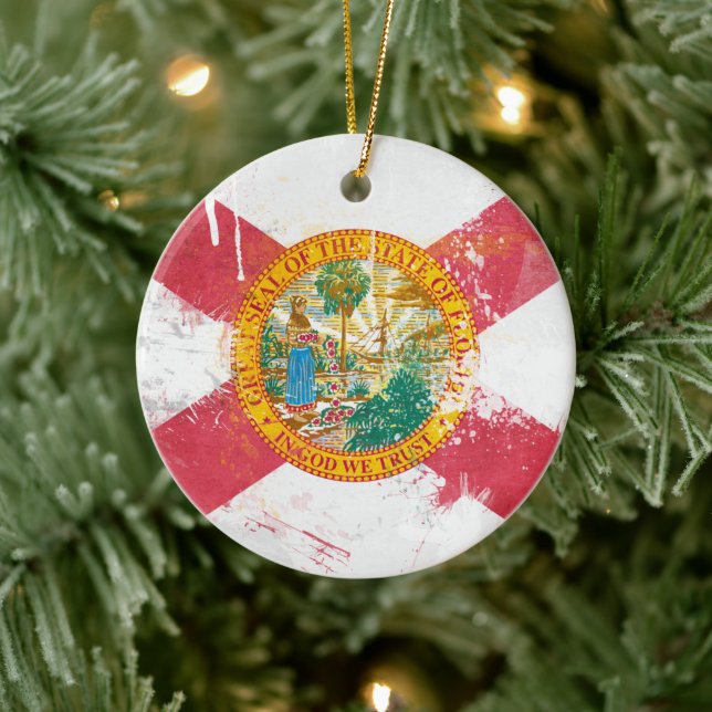Décoration En Céramique Drapeau de Floride en détresse (Arbre)