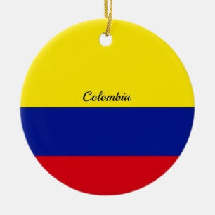 Décoration En Céramique Drapeau de la Colombie, étiqueté