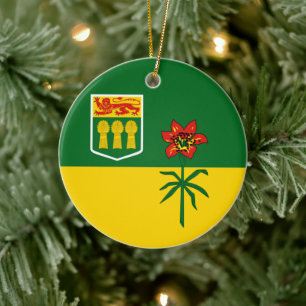 Décoration En Céramique Drapeau de la Saskatchewan (CANADA)