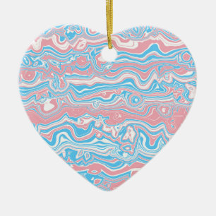 Décoration En Céramique Drapeau de la Trans Pride Trippy Boho Super Wavy