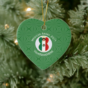 Décoration En Céramique Drapeau de Noël personnalisé Ange mexicain