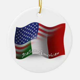 Décoration En Céramique Drapeau de ondulation Italien-Américain