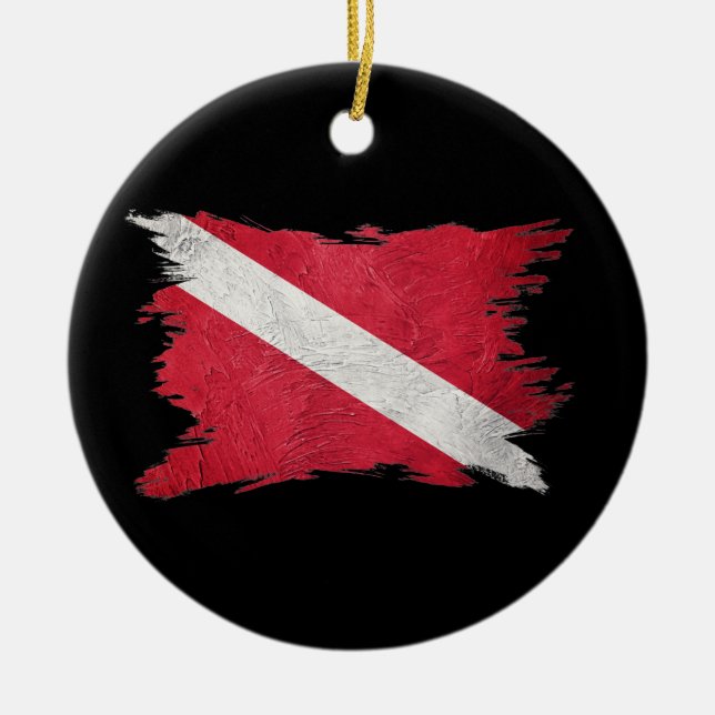 Décoration En Céramique Drapeau de plongée vintage, Brac, Diver Drapeau (Devant)