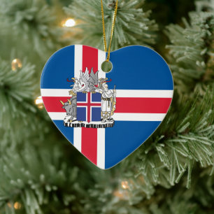 Décoration En Céramique Drapeau et armoiries de l'Islande