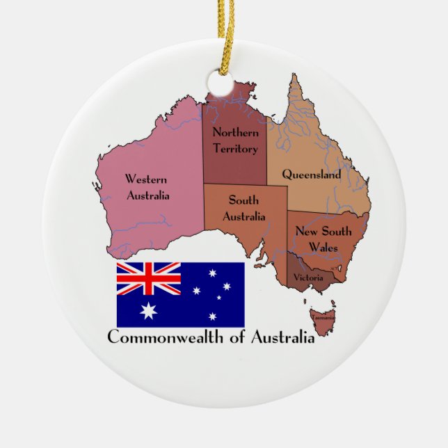 Décoration En Céramique Drapeau et carte de l'Australie (Devant)